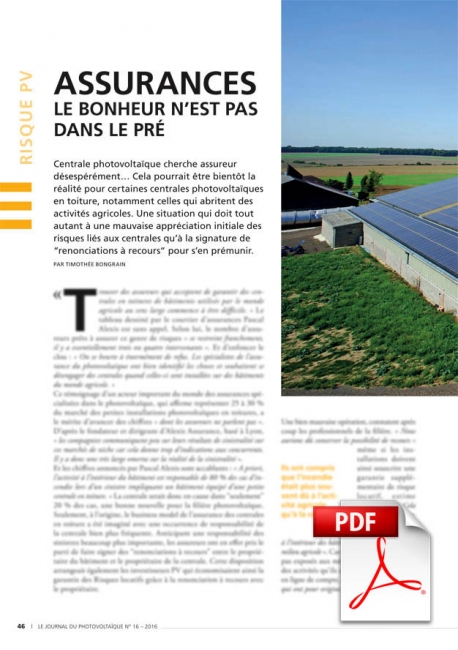 Assurances photovoltaïque - Le bonheur n'est pas dans le pré (Article PDF)